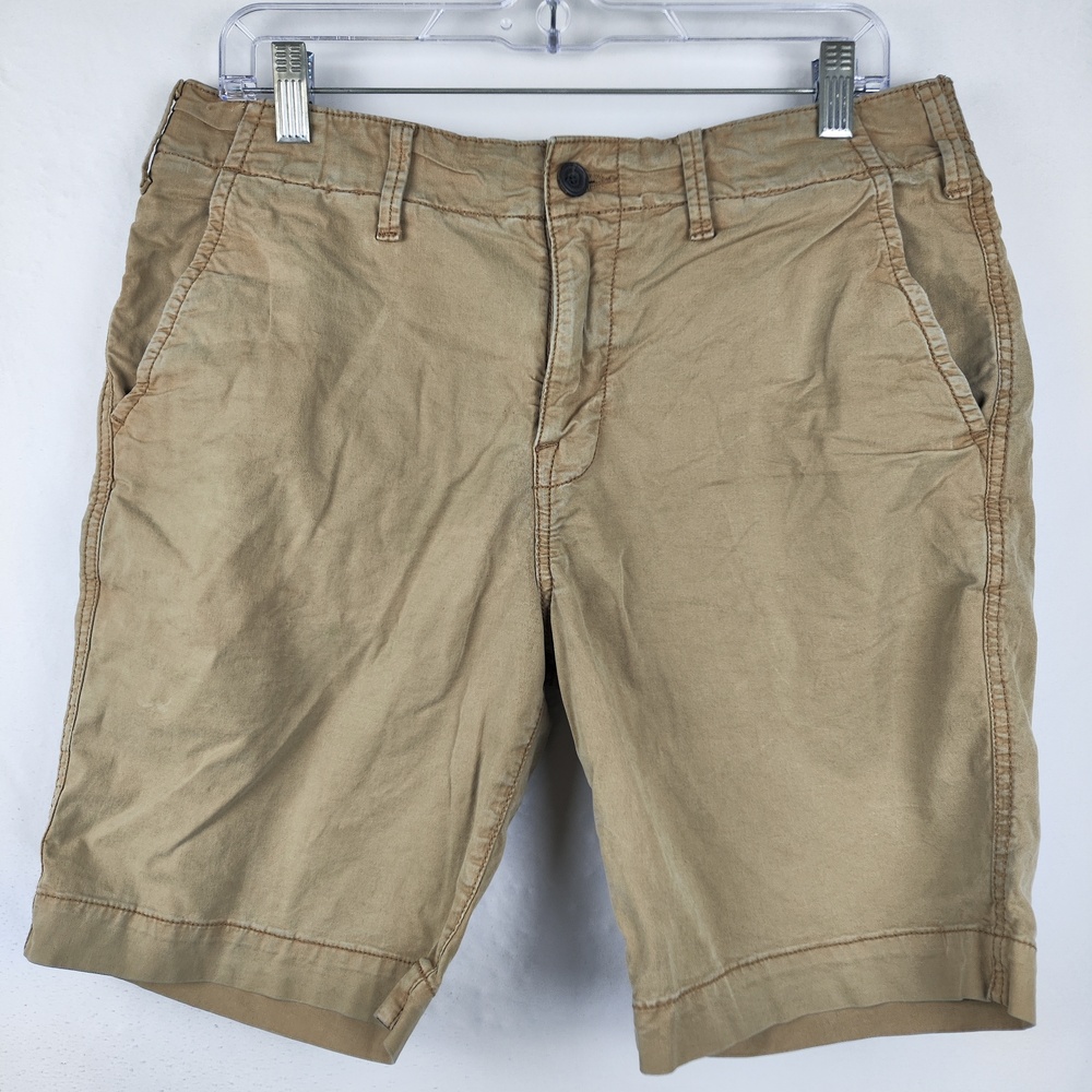 Lucky Brand Shorts Mens 32 Beige Chino Canvas Stretch Flat Front Casual Summer